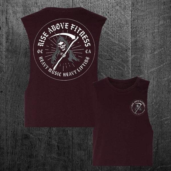 "GRIM REAPER" Women's Custom Cut Crop Muscle Tee