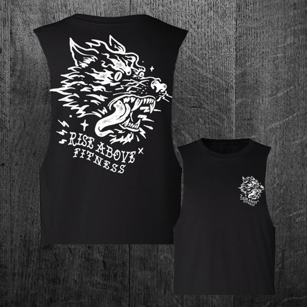 "BAD WOLF" Women's Custom Cut Crop Muscle Tee