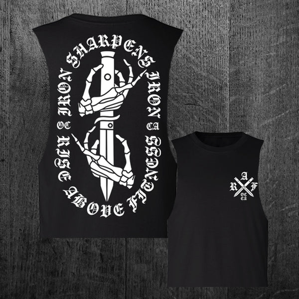 "IRON SHARPENS IRON" Women's Custom Cut Crop Muscle Tee
