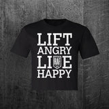 "LIFT ANGRY LIVE HAPPY" Women's Custom Cut Crop Tee