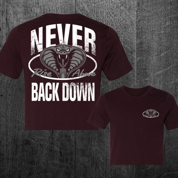 "NEVER BACK DOWN SNAKE" Women's Custom Cut Crop Tee