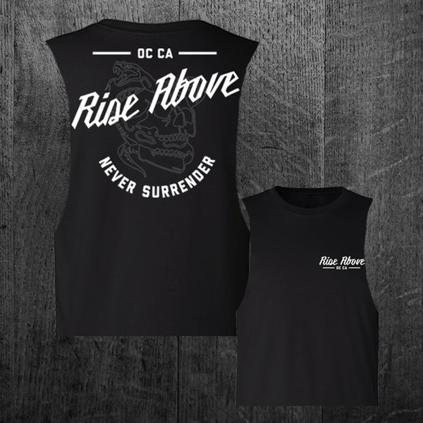 "NEVER SURRENDER" Women's Custom Cut Crop Muscle Tee