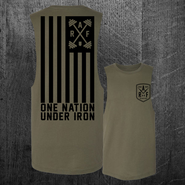 "ONE NATION UNDER IRON" Custom Cut Muscle Tee