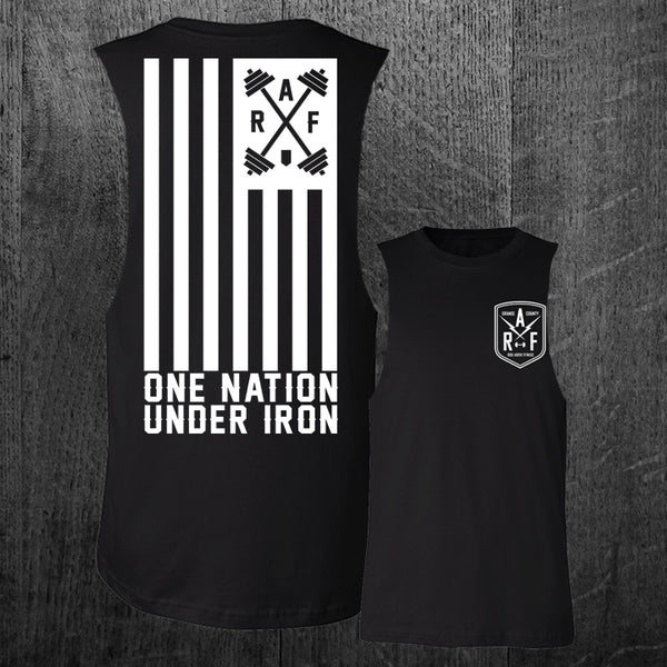 "ONE NATION UNDER IRON" Custom Cut Muscle Tee