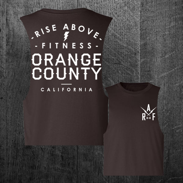 "ORANGE COUNTY" Women's Custom Cut Crop Muscle Tee