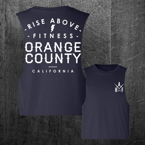 "ORANGE COUNTY" Women's Custom Cut Crop Muscle Tee